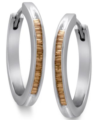 Macy's - Sterling Silver Earrings, Champagne Diamond Baguette Hoop Earrings (1/2 ct. t.w.)