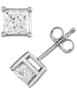 Macy's - Diamond Princess Stud Earrings (1/2 ct. t.w.) in 14k White Gold