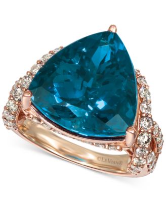 Le Vian - Deep Sea Blue Topaz (9 ct. t.w.) & Nude Diamonds (1-3/4 ct. t.w.) Ring in 14k Rose Gold