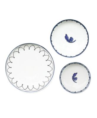 Twig New York - Blue Bird Set of Three Canape Plates