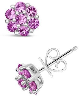 Macy's - Pink Sapphire (1-1/4 ct. t.w.) Stud Earrings in Sterling Silver