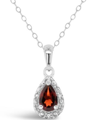 Macy's - Gemstone and Diamond Accent Pendant Necklace in Sterling Silver