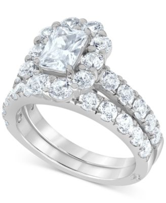 Marchesa - Certified Diamond (4 ct. t.w.) Emerald Halo Bridal Set in 18k Gold