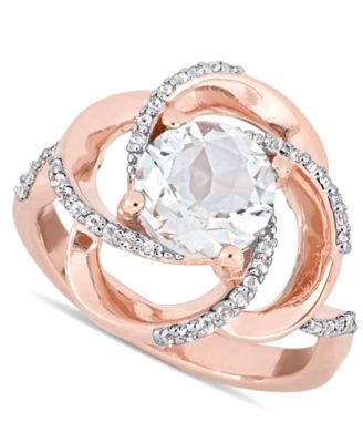Macy's - White Topaz Swirl Statement Ring (2-3/5 ct. t.w.) in 18k Rose Gold-Plated Sterling Silver
