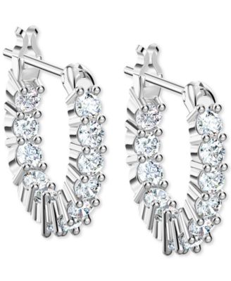 Swarovski - Silver-Tone Extra-Small Crystal Hoop Earrings, 0.50"