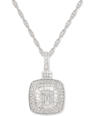 Macy's - Diamond Baguette Square Cluster 18" Pendant Necklace (1/2 ct. t.w.)
