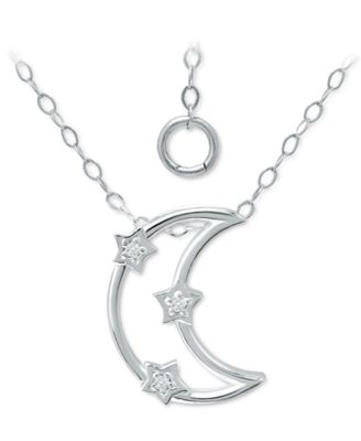 Giani Bernini - Cubic Zirconia Open Crescent Moon Pendant Necklace, 16" + 2" extender