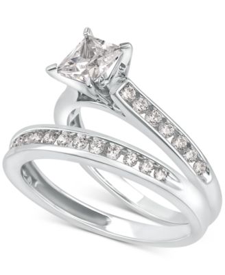 Macy's - Diamond Princess-Cut Channel-Set Bridal Set (1-1/2 ct. t.w.) in 14k White Gold