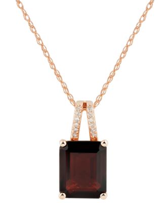Macy's - Garnet (3-3/4 ct. t.w.) & Diamond Accent 18" Pendant Necklace in 14k Rose Gold