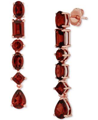 Macy's - Garnet Multi-Cut Linear Drop Earrings (6-7/8 ct. t.w.) in 18k Rose Gold-Plated Sterling Silver