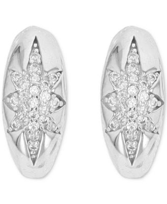 Macy's - Cubic Zirconia Small Huggie Hoop Earrings in Sterling Silver, 0.57"