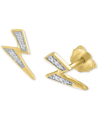 Macy's - Diamond Accent Lightning Bolt Stud Earrings in 14k Gold-Plated Sterling Silver