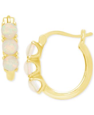 Macy's - Lab-Created Opal Huggie Hoop Earrings (7/8 ct. t.w.)