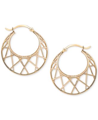Macy's - Crisscross Graduated Small Hoop Earrings in 10k Gold, 1"