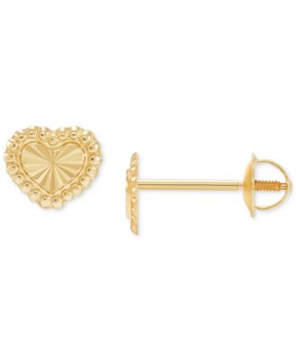 Macy's - Children's Beaded Heart Stud Earrings in 14k Gold