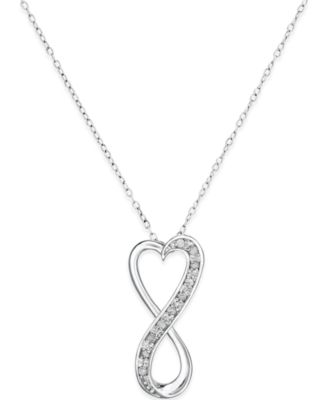 Macy's - Diamond Infinity Heart Pendant Necklace in Sterling Silver (1/10 ct. t.w.)