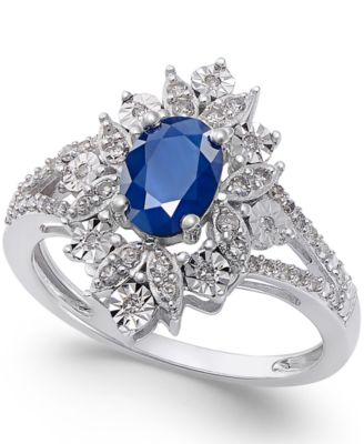 Macy's - Gemstone and Diamond (1/5 ct. t.w.) Ring in 14k White Gold