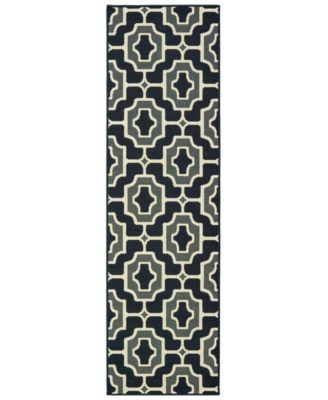 Oriental Weavers - Marina 1491Z Black/Gray 2'3" x 7'6" Indoor/Outdoor Runner Area Rug