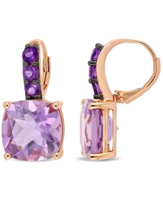 Macy's - Pink Amethyst (15-1/2 ct. t.w.) Drop Earrings in 18k Rose Gold over Sterling Silver