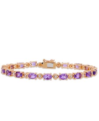Macy's - Amethyst (7-1/5 ct.t.w.) with Diamond Accent Tennis Bracelet in Rose Gold over Sterling Silver