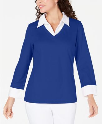 Karen Scott - Cotton Layered-Look Woven Top
