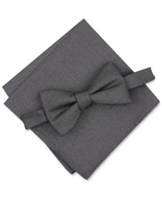 Alfani - Men's Solid Texture Pocket Square and Bowtie
