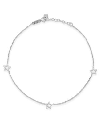 Macy's - Star Anklet with Adjustable 1" Ext. in 14k White and Yellow Gold