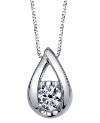 Macy's - Sirena Diamond (1/10 ct. t.w.) Teardrop Pendant in 14k White, Yellow or Rose Gold
