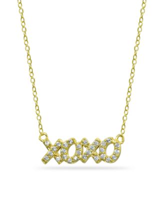 Giani Bernini - Cubic Zirconia "XOXO" Nameplate Necklace in 18k Gold Plated Sterling Silver