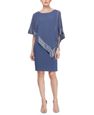 SL Fashions - Metallic-Trim Capelet Sheath Dress