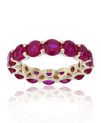 Macy's - Red Cubic Zirconia Eternity Band in 14k Yellow Gold Plated Sterling Silver