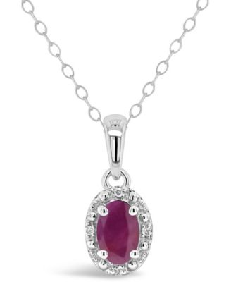 Macy's - Ruby (5/8 ct. t.w.) and Diamond Accent Pendant Necklace in Sterling Silver