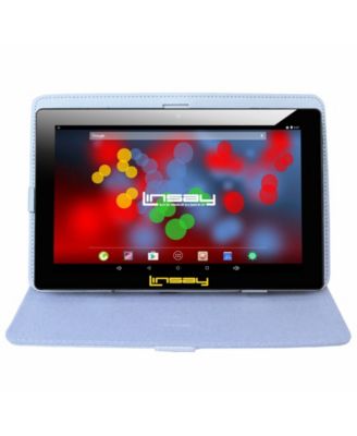 LINSAY - 10.1" 1280 x 800 IPS Screen Quad Core 2GB RAM Tablet 32GB Android 10 with White Leather Case
