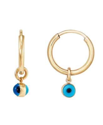 Macy's - Evil Eye Glass Bead Dangle Hoop Earrings in 10k Gold