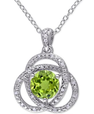 Macy's - Peridot (1-1/2 ct. t.w.) & Diamond (1/10 ct. t.w.) Ven 18" Pendant Necklace in Sterling Silver