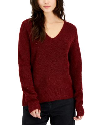 I.N.C. International Concepts - Women's Sequined V-Neck Sweater, Created for Macy's