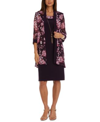 R & M Richards - Women's Necklace Dress & Foil-Print Jacket