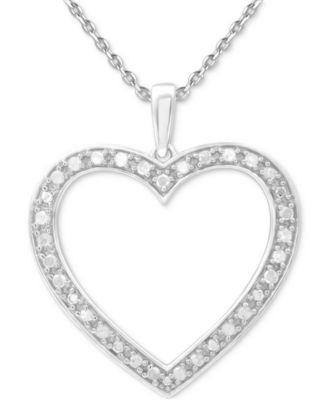 Marsala - Diamond Heart 18" Pendant Necklace (1/4 ct. t.w.) in Sterling Silver