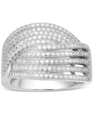 Macy's - Diamond Multirow Crossover Ring (3/4 ct. t.w.) in Sterling Silver