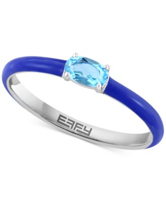 EFFY Collection - Blue Topaz (1/4 ct. t.w.) & Enamel Stack Ring in Sterling Silver