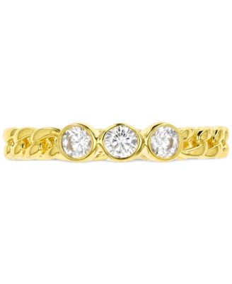 Macy's - Cubic Zirconia Trio Link Ring in Sterling Silver or 14k Gold Over Sterling Silver