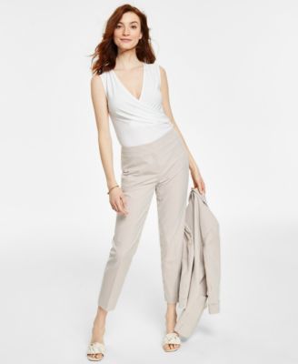 Kasper - Women's Seersucker Striped Straight-Leg Pants