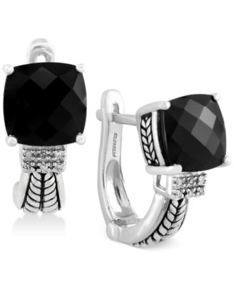 EFFY Collection - Black Onyx (3-1/2 ct. t.w.) and Diamond Accent Earrings in Sterling Silver