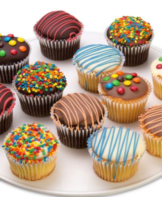 Chocolate Covered Company - 12-Pc. Birthday Belgian Chocolate Dipped Cupcakes