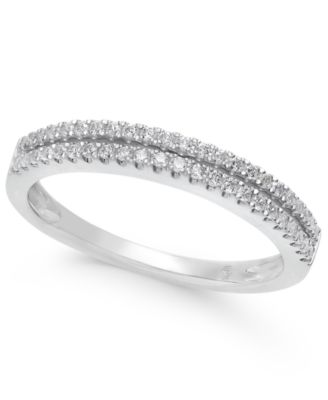 Macy's - Diamond Double Row Band in (1/4 ct. t.w.) in 14k White, Yellow or Rose Gold