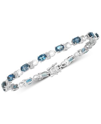 Macy's - London Blue Topaz (7-1/2 ct. t.w.) & Diamond Accent Bracelet in Sterling Silver