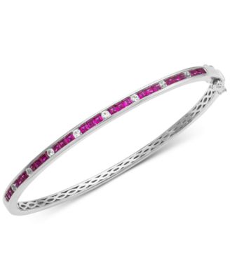 Macy's - Sapphire (1-7/8 ct. t.w.) & White Sapphire (1/3 ct. t.w.) Bangle Bracelet in Sterling Silver(Also Available In Emerald and Ruby)