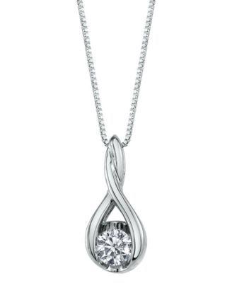 Macy's - Sirena Diamond (1/10 ct. t.w.) Twist Pendant in 14k White or Yellow or Rose Gold