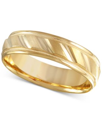 Macy's - Men's Brushed & Milgrain Band in 14k Gold