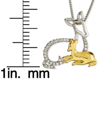 Macy's - Diamond Dear Mother & Child 18" Pendant Necklace (1/10 ct. t.w.) in Sterling Silver & 10k Gold